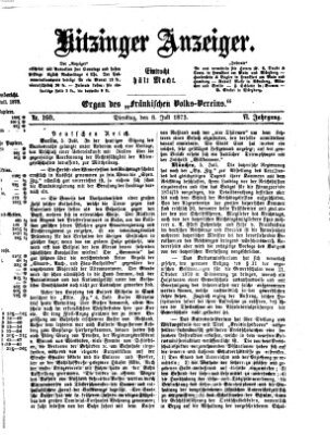 Kitzinger Anzeiger Dienstag 8. Juli 1873