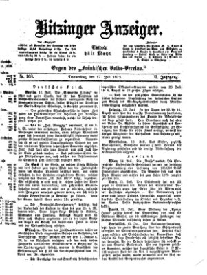 Kitzinger Anzeiger Donnerstag 17. Juli 1873