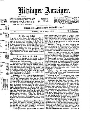 Kitzinger Anzeiger Samstag 2. August 1873