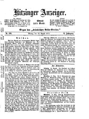 Kitzinger Anzeiger Montag 18. August 1873