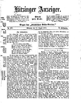 Kitzinger Anzeiger Mittwoch 20. August 1873