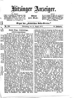 Kitzinger Anzeiger Donnerstag 21. August 1873