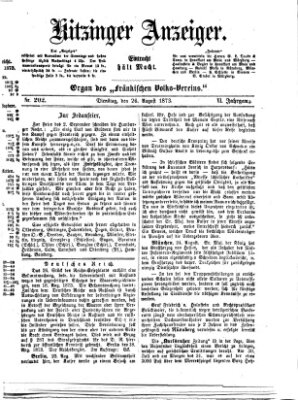 Kitzinger Anzeiger Dienstag 26. August 1873