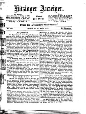 Kitzinger Anzeiger Mittwoch 27. August 1873