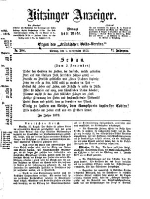 Kitzinger Anzeiger Montag 1. September 1873