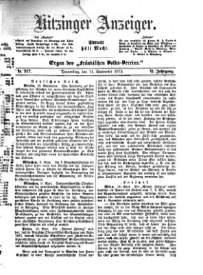 Kitzinger Anzeiger Donnerstag 11. September 1873