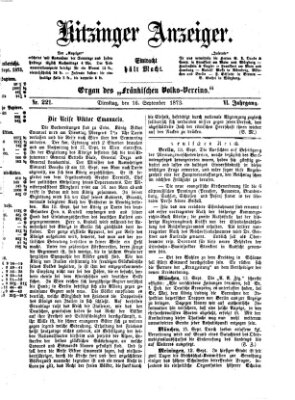 Kitzinger Anzeiger Dienstag 16. September 1873