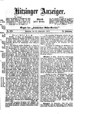 Kitzinger Anzeiger Samstag 20. September 1873