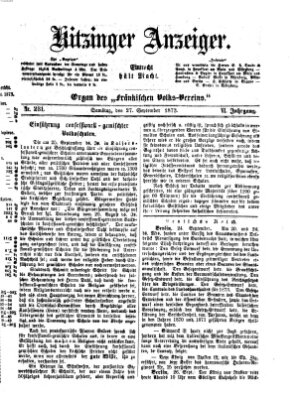 Kitzinger Anzeiger Samstag 27. September 1873