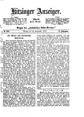 Kitzinger Anzeiger Montag 29. September 1873