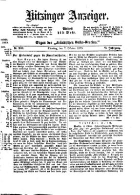 Kitzinger Anzeiger Dienstag 7. Oktober 1873