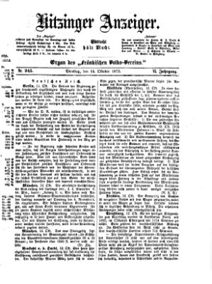 Kitzinger Anzeiger Dienstag 14. Oktober 1873