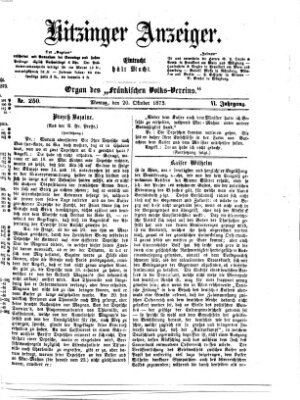 Kitzinger Anzeiger Montag 20. Oktober 1873