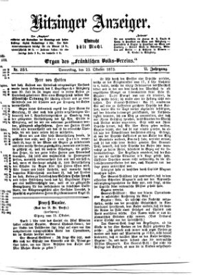 Kitzinger Anzeiger Donnerstag 23. Oktober 1873