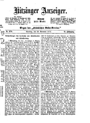 Kitzinger Anzeiger Samstag 22. November 1873