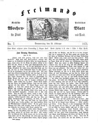 Freimund's kirchlich-politisches Wochenblatt für Stadt und Land Donnerstag 18. Februar 1875