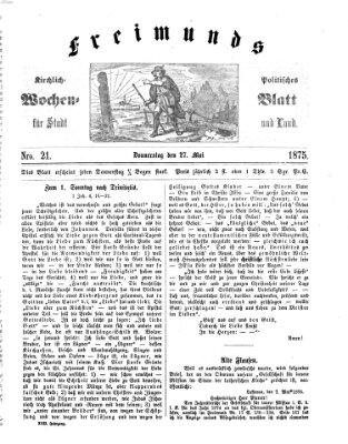 Freimund's kirchlich-politisches Wochenblatt für Stadt und Land Donnerstag 27. Mai 1875