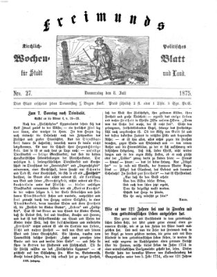 Freimund's kirchlich-politisches Wochenblatt für Stadt und Land Donnerstag 8. Juli 1875