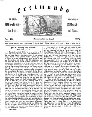 Freimund's kirchlich-politisches Wochenblatt für Stadt und Land Donnerstag 12. August 1875