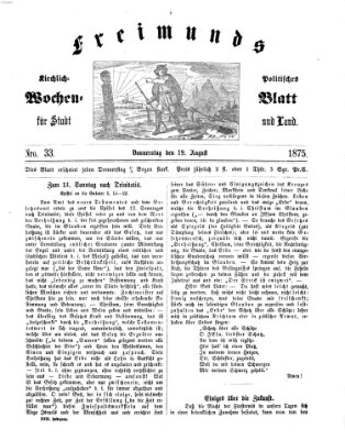 Freimund's kirchlich-politisches Wochenblatt für Stadt und Land Donnerstag 19. August 1875