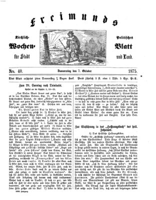 Freimund's kirchlich-politisches Wochenblatt für Stadt und Land Donnerstag 7. Oktober 1875