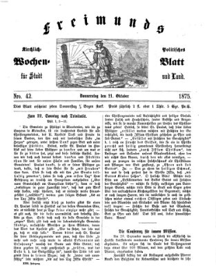 Freimund's kirchlich-politisches Wochenblatt für Stadt und Land Donnerstag 21. Oktober 1875