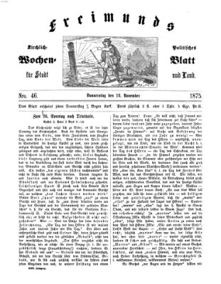 Freimund's kirchlich-politisches Wochenblatt für Stadt und Land Donnerstag 18. November 1875