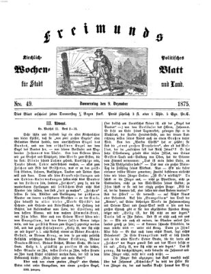 Freimund's kirchlich-politisches Wochenblatt für Stadt und Land Donnerstag 9. Dezember 1875