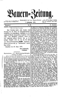 Bauern-Zeitung Donnerstag 21. September 1876