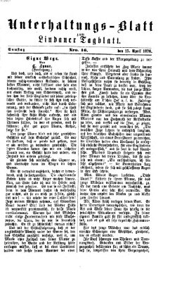 Lindauer Tagblatt für Stadt und Land. Unterhaltungs-Blatt zum Lindauer Tagblatt (Lindauer Tagblatt für Stadt und Land) Samstag 15. April 1876