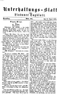 Lindauer Tagblatt für Stadt und Land. Unterhaltungs-Blatt zum Lindauer Tagblatt (Lindauer Tagblatt für Stadt und Land) Samstag 22. April 1876