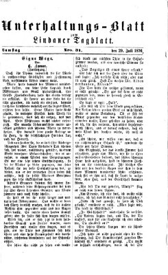 Lindauer Tagblatt für Stadt und Land. Unterhaltungs-Blatt zum Lindauer Tagblatt (Lindauer Tagblatt für Stadt und Land) Samstag 29. Juli 1876