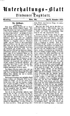 Lindauer Tagblatt für Stadt und Land. Unterhaltungs-Blatt zum Lindauer Tagblatt (Lindauer Tagblatt für Stadt und Land) Samstag 25. November 1876