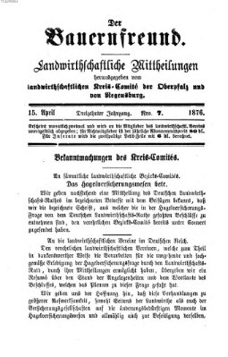 Der Bauernfreund Samstag 15. April 1876