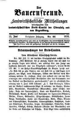 Der Bauernfreund Donnerstag 15. Juni 1876