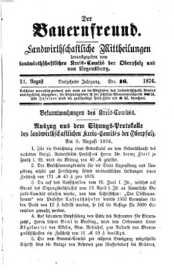 Der Bauernfreund Donnerstag 31. August 1876