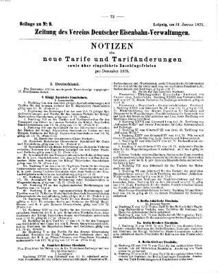 Zeitung des Vereins Deutscher Eisenbahnverwaltungen (Eisenbahn-Zeitung) Montag 31. Januar 1876