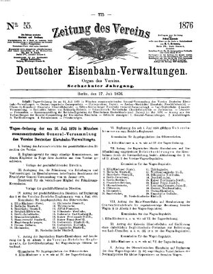 Zeitung des Vereins Deutscher Eisenbahnverwaltungen (Eisenbahn-Zeitung) Montag 17. Juli 1876