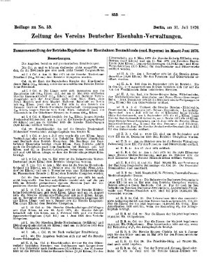 Zeitung des Vereins Deutscher Eisenbahnverwaltungen (Eisenbahn-Zeitung) Montag 31. Juli 1876