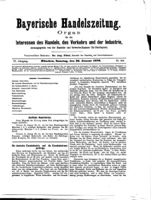 Bayerische Handelszeitung Samstag 22. Januar 1876