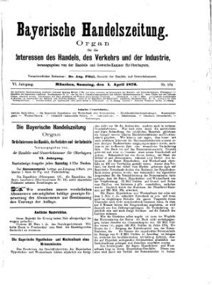 Bayerische Handelszeitung Samstag 1. April 1876