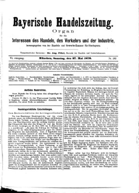 Bayerische Handelszeitung Samstag 27. Mai 1876