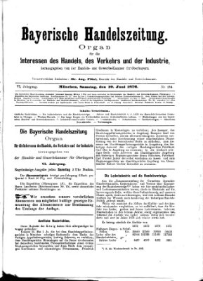 Bayerische Handelszeitung Samstag 10. Juni 1876