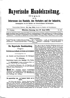 Bayerische Handelszeitung Samstag 17. Juni 1876