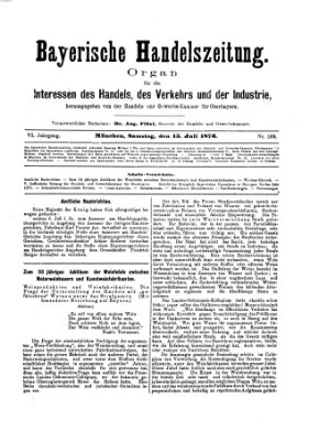 Bayerische Handelszeitung Samstag 15. Juli 1876