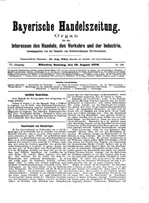 Bayerische Handelszeitung Samstag 19. August 1876