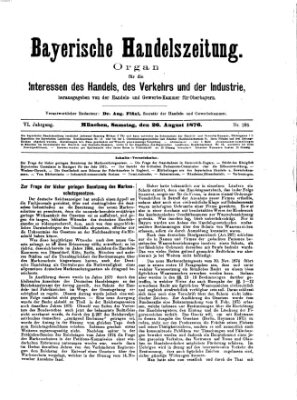 Bayerische Handelszeitung Samstag 26. August 1876