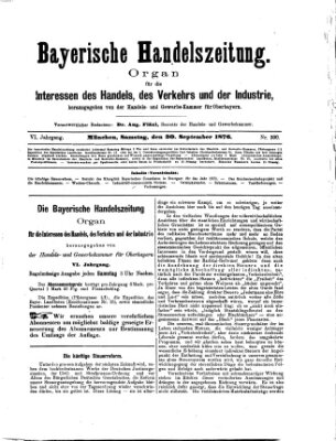 Bayerische Handelszeitung Samstag 30. September 1876