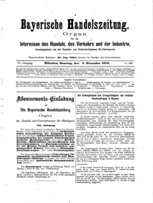 Bayerische Handelszeitung Samstag 2. Dezember 1876