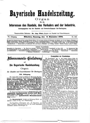 Bayerische Handelszeitung Samstag 9. Dezember 1876